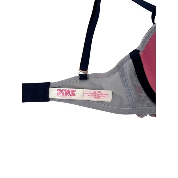 Victoria's Secret PINK Bra Womens Size 32D Blue Floral Unlined Push Up Lace - Picture 6 of 8